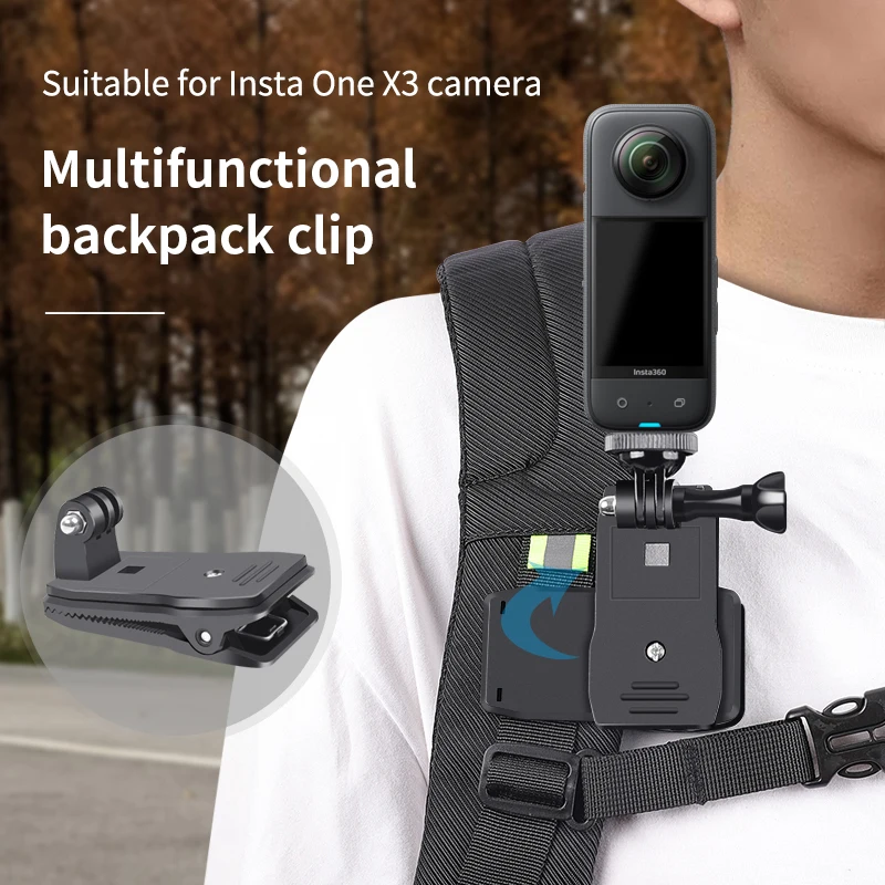 para Insta360 x3 x2 Acessórios de 360 Graus Rotativo Mochila Clipe Braçadeira Montagem para Insta 360 um x Esporte