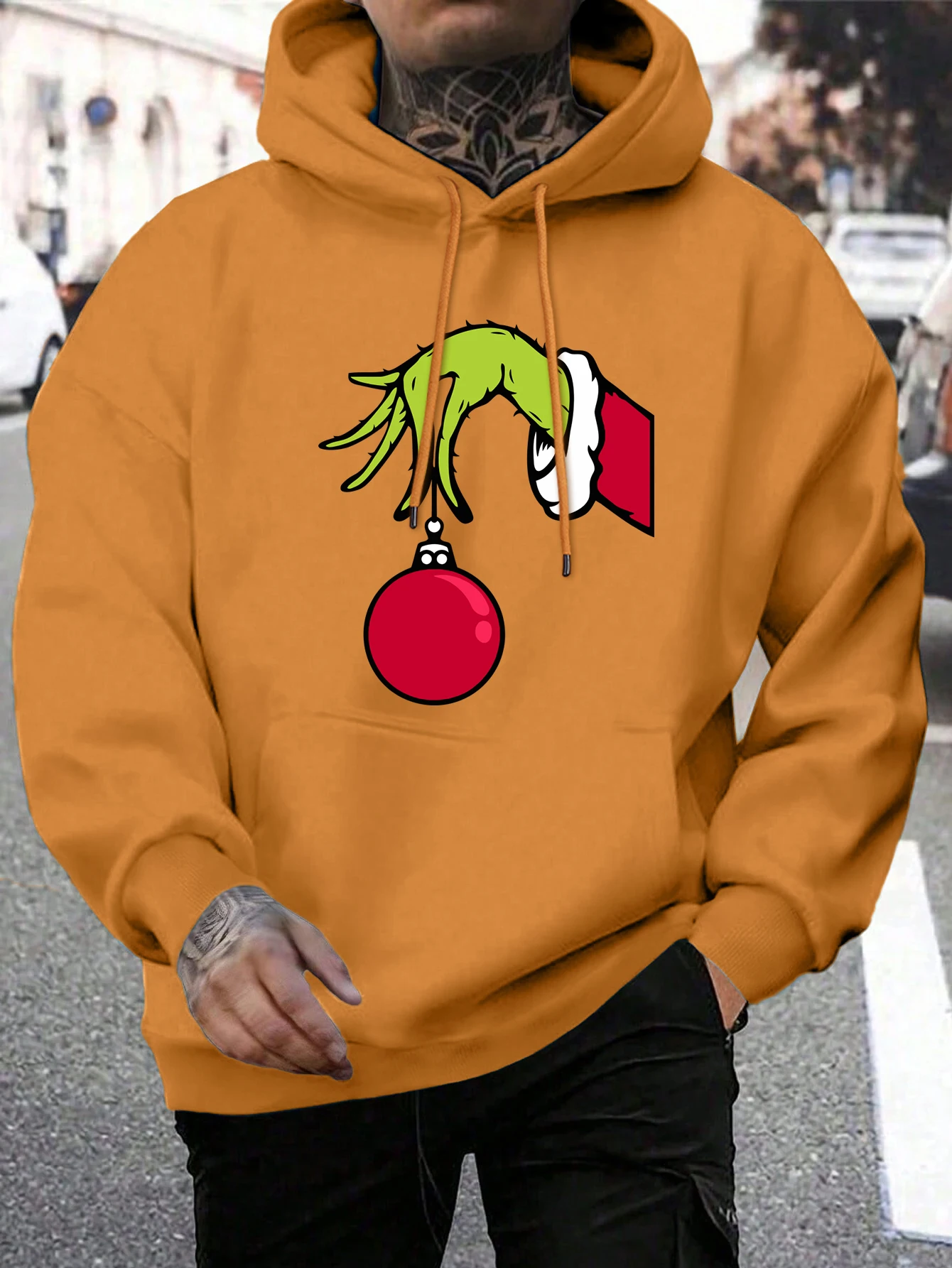 Grünhaarige Monster erhalten Weihnachtsgeschenke Hoodie Mann Grinch Hoodies warme Fleece Pelz-Liner Männer Hoody Casual Pullover – Detail 19