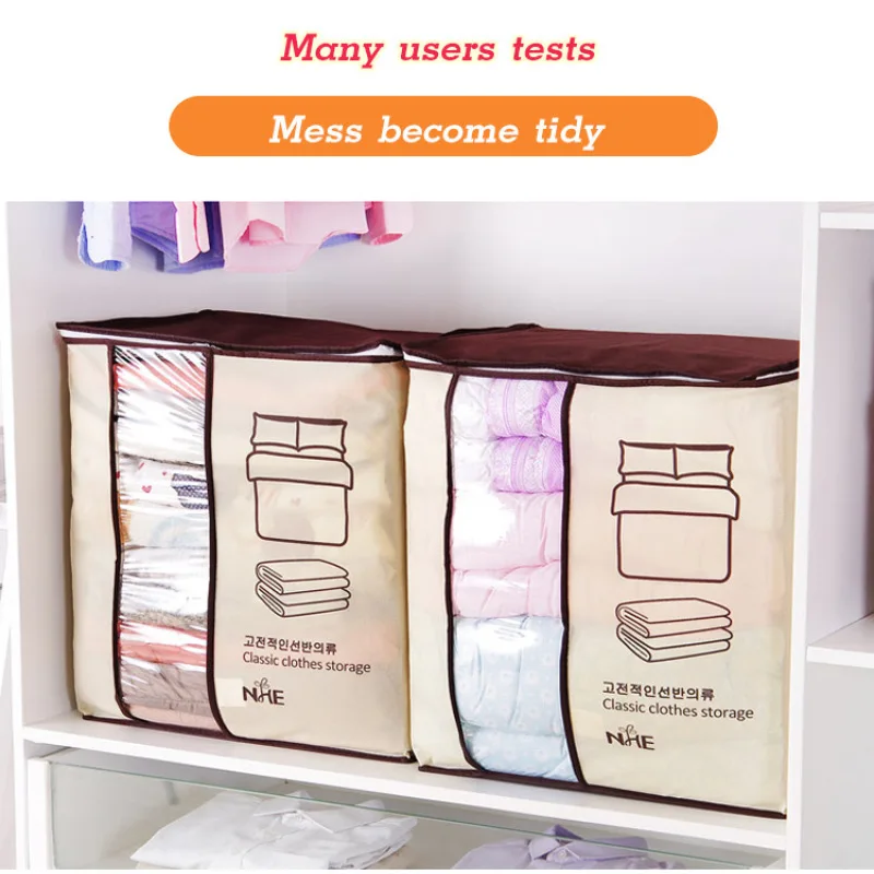 Creative thickened non-woven vertical version of the double ear handheld quilt clothing organization multi-purpose storage bag 2