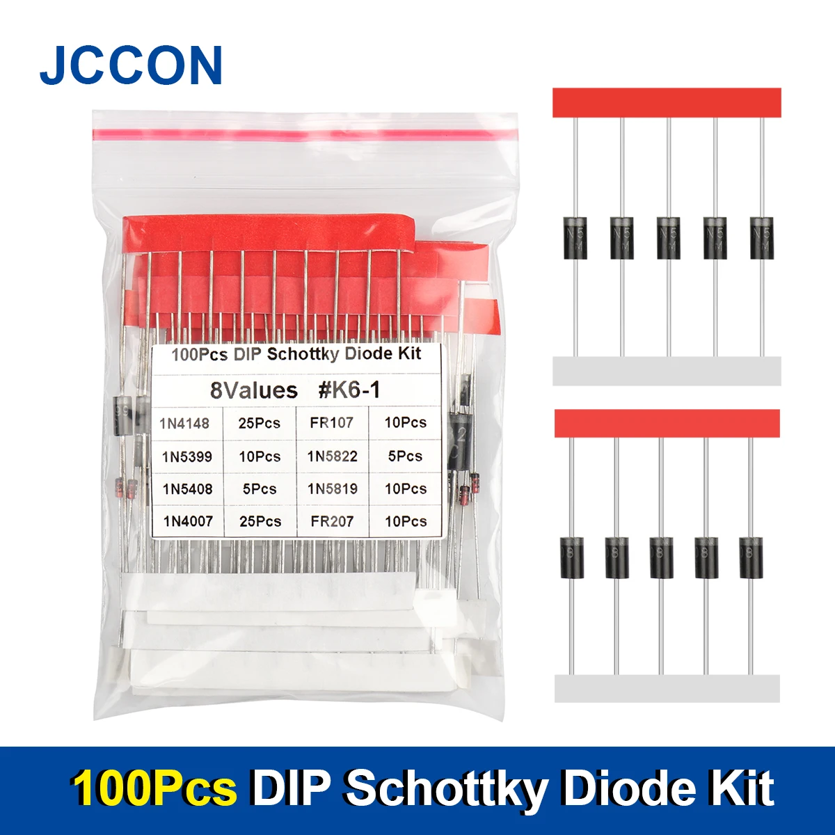 100Pcs 8 Values Schottky Diode Rectifier Diodes Kit 1N4148 1N4007 ...