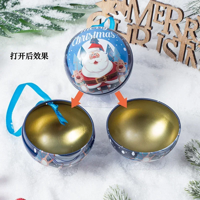 Round Ball Shaped Christmas Candy Box, Tin Ball Can Gift Packaging Box, Mini Box, Kids Gift, Tree Hanging Supplies