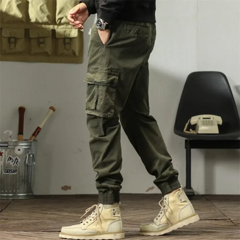 New Autumn and Winter Casual Loose and Wear-resistant Multi Pocket Ankle Bound Workwear Pants Are Versatile