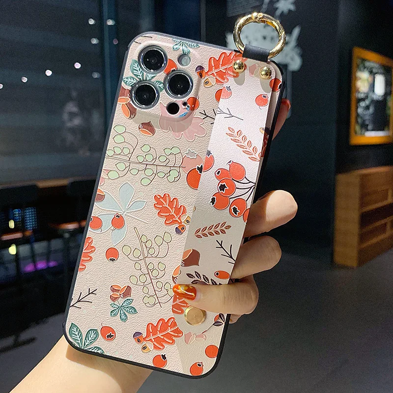 Cute Lovely Fruit Orange Soft TPU Wrist Strap Phone Case Cover