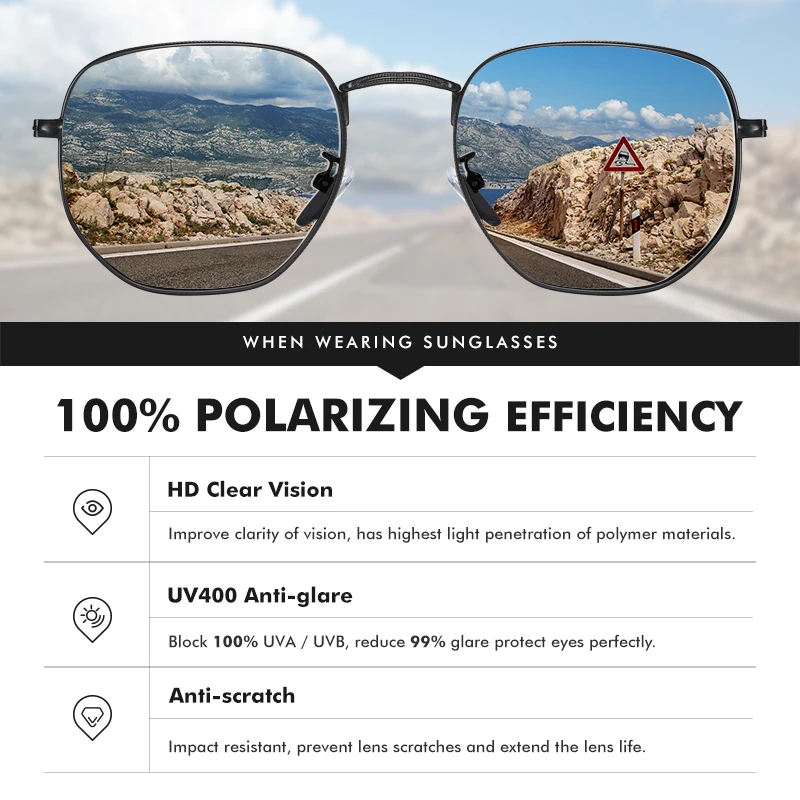 LM Fashion Damen Kleine Sechseck-Sonnenbrille Herren Retro Polarisierte Metallbeschichtung Spiegel Sonnenbrille Schutzbrille UV400 Brillen_voghion.com