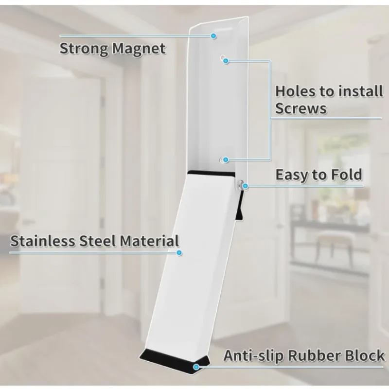Safety Door Stopper  Heavy Duty Foldable Steel Stopper with Rubber Grip for Home  Metal Gate Blocker Kick Down DoorStopper - 2