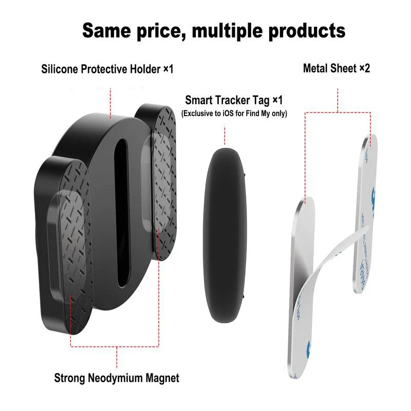 GPS Smart Tag 1/4Pack for Apple Find My Tracker Kits with Strong Magnetic Suction Silicone Shell Anti-loss for Motorcycles & Car