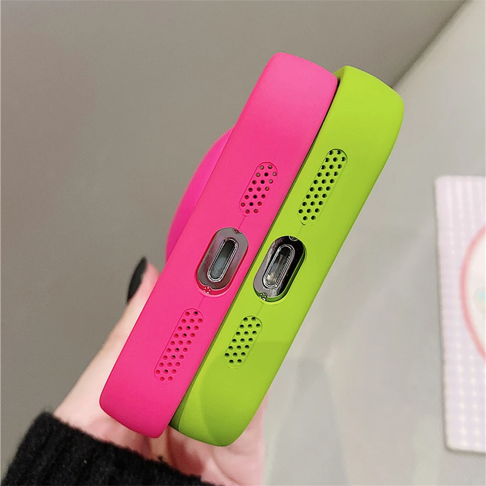 Coreano Carino 3D Del Cuore di Amore Bella di Colore Rosa Caldo Della Ragazza Custodia Morbida In Silicone Per il iPhone 15 14 Pro Max 13 12 11 XS XR Antiurto_voghion.com