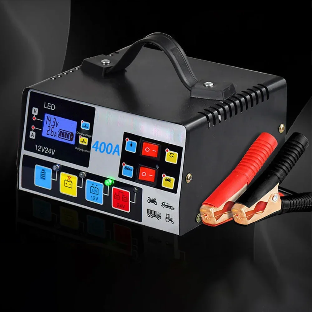 Car Battery Charger car battery charger Fully Automatic High Frequency Intelligent Pulse Repair LCD 12V/24V 220W Pulse Repair Charger