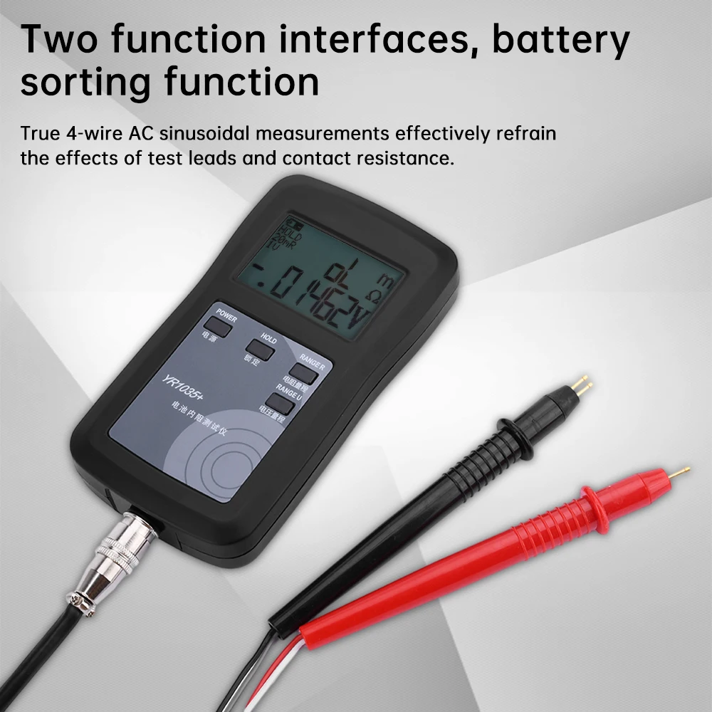 Battery Tester 4-Wire YR1035+ Lithium Battery Internal Resistance Tester High-precision Battery Tester Resistance Test Instrument DC 0-100V
