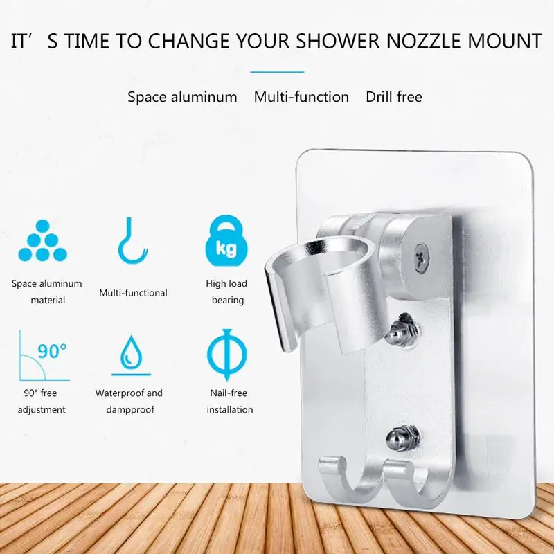 Wall Gel Mounted Shower Head Stand Bracket Holder Hand Held Bathroom Shower Head Fitting Portable Bathroom Accessories