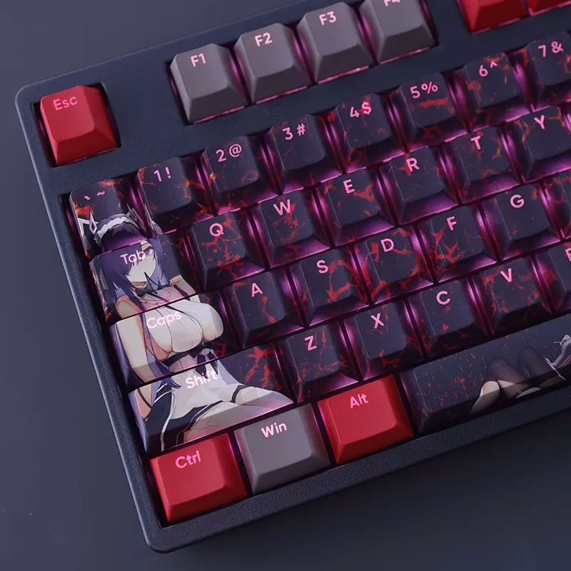 Azur Lane August Von Parsebal Keycap Pbt Dye Subbed Anime Gaming Key Caps Teclado Retroiluminado Ansi 61 87 104 108 Chaves Set - Imagem 6