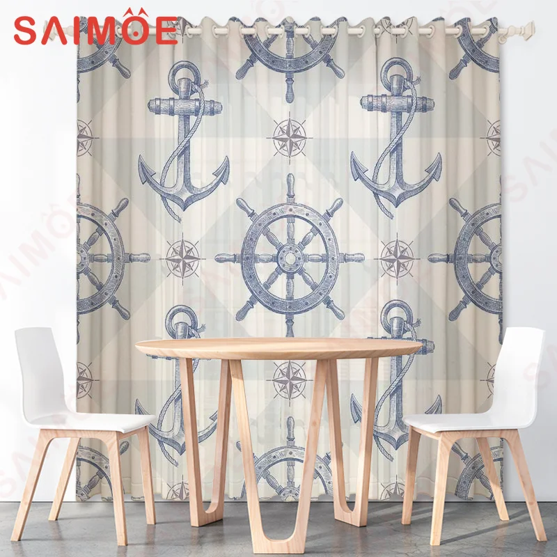 

3D European and American Retro Train Ship Custom Curtains Airplane Subway High Rail Thin Polyester Fabric Office Home Decoration