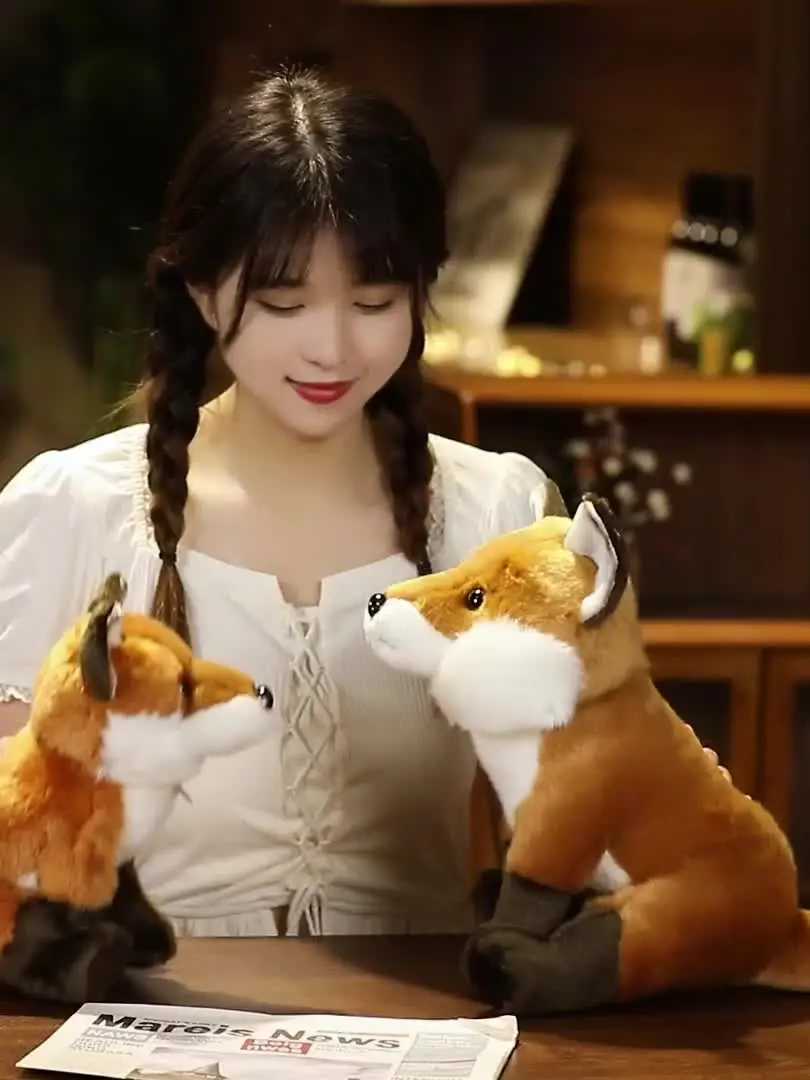 Reallife-キツネのぬいぐるみ,ワイルドな動物,リアルな人形,家の装飾の