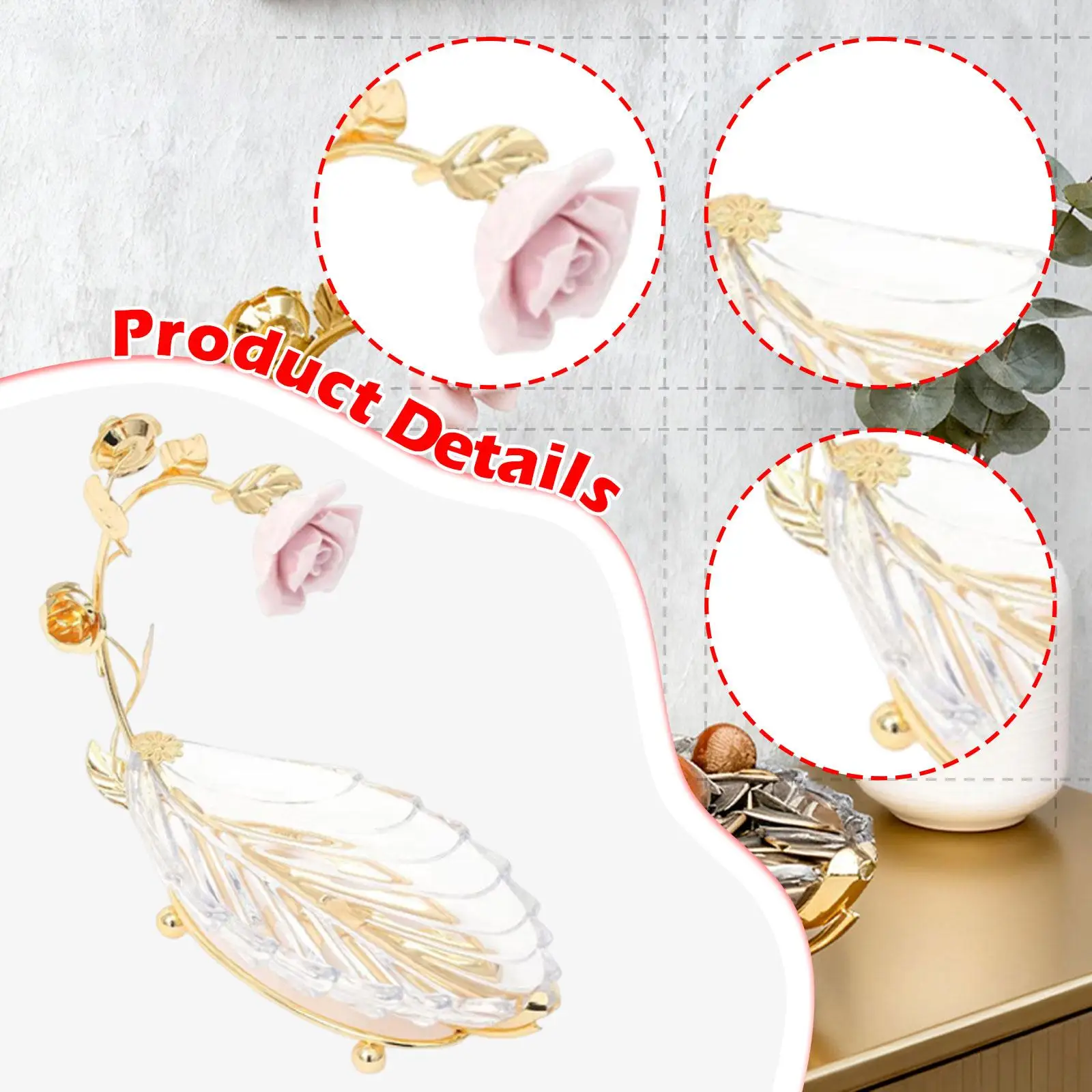 Leaf Tray Cake Stand Serving Tray for Home Decor,Dessert Gold Clear Gifts Fruit Plate for Party Restaurant Home