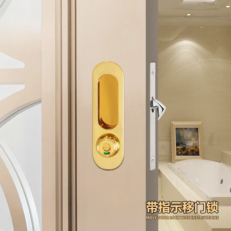 Sliding Door Lock Hook Lock Wooden Door Move Handle Swing Invisible Bathroom Bathroom Kitchen Balcony