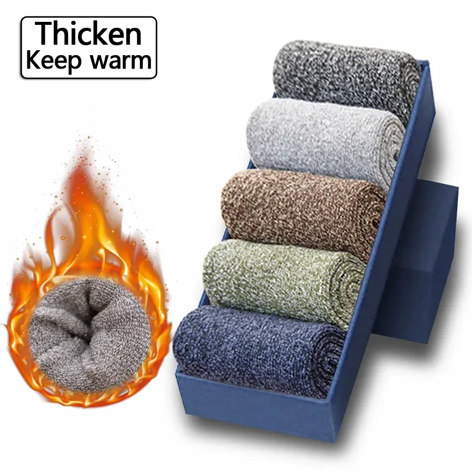 

Quality Man Thermal Thicken Socks Gift Keep Socks Size Winter 5 Warm High Wool Towel Men Christmas 38-45 Cotton Socks For