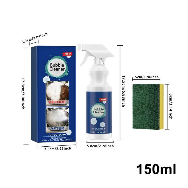 Oil Stain Remover 150ml Bubble Cleaner Kitchen Degreaser All-Purpose Foaming Cleaner Spray Cooker Oil Stain Remover For