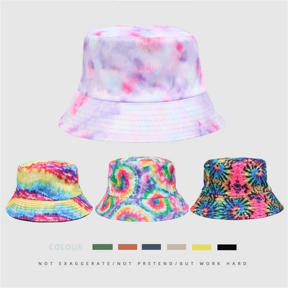 

Fashion Tie Dye Bucket Fisherman Hat For Men Women Reversible Hip Hop Sunshade Cap Outdoor Travel Boys Girls Hats Panama