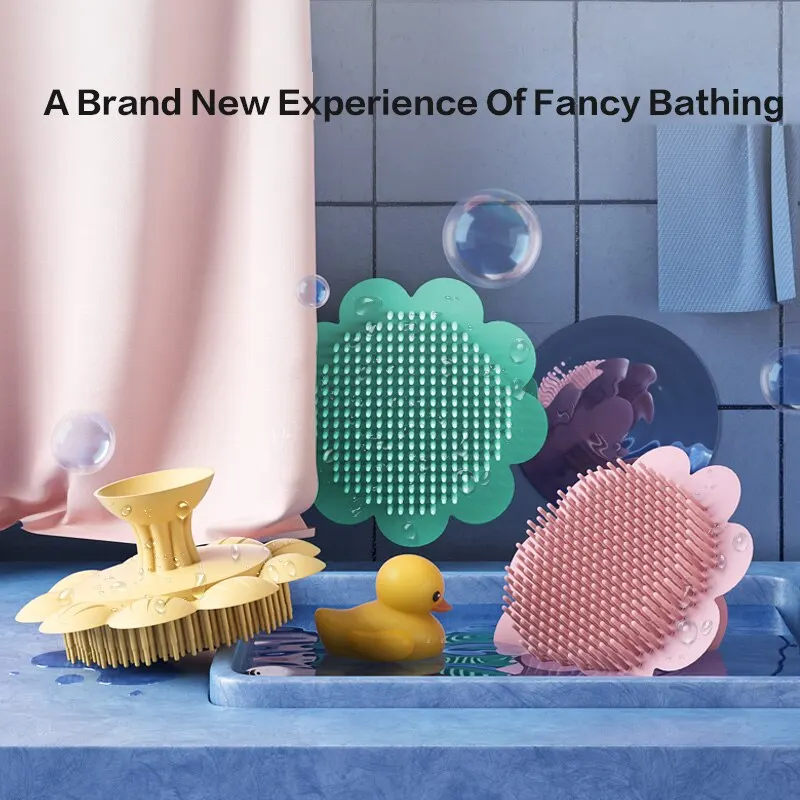 Silicone Shampoo Brush for Baby Infant Bathing Soft Silicone Boys Kids Shower Brush Head Hair Washing Massage Brushes Wipe Comb baby brush