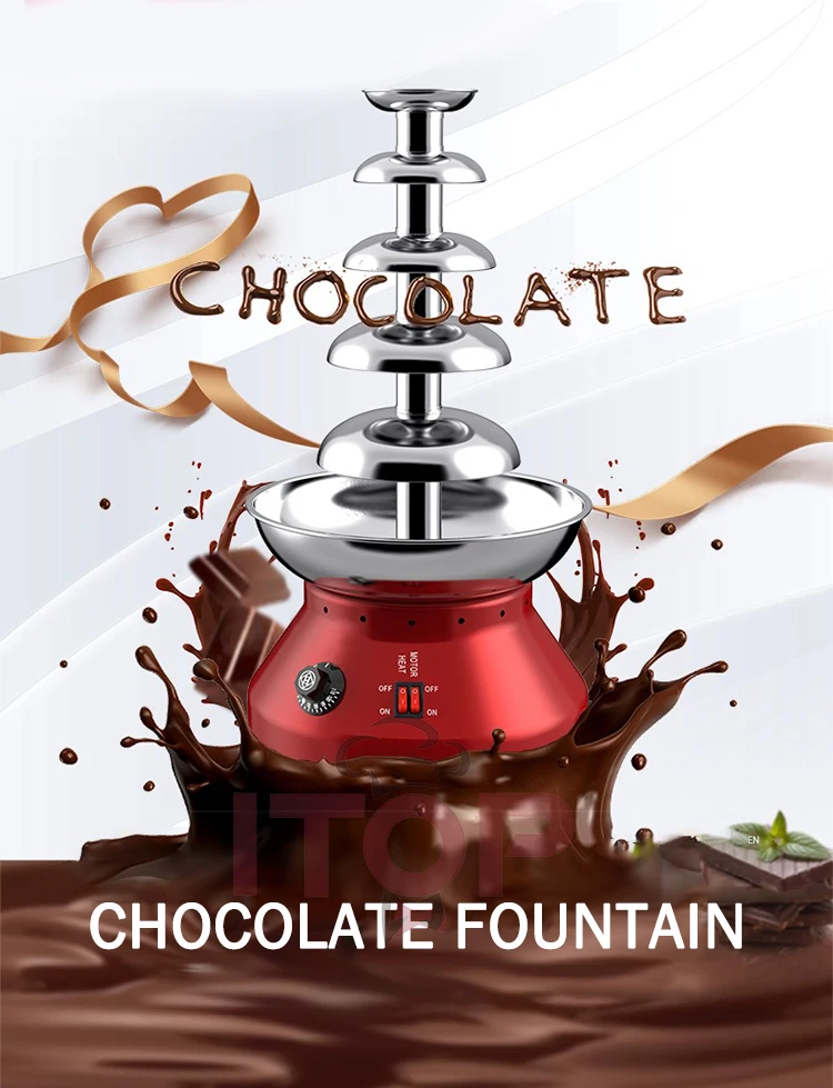 ITOP CF-4/5 Tiers Chocolate Fountain Stainless Steel Chocolate Waterfall Machine Melting Warming Function Commercial 110V 220V
