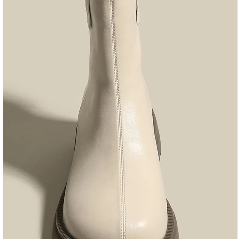 brand Soft-faced Boots 2022 New Trendy Western Style Fashion All-match Thick Heel British Style Autumn Winter Short Boots Women