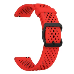 Breathable 22mm Silicone Sports Watch Strap in Black - 22mm Universal (Red)