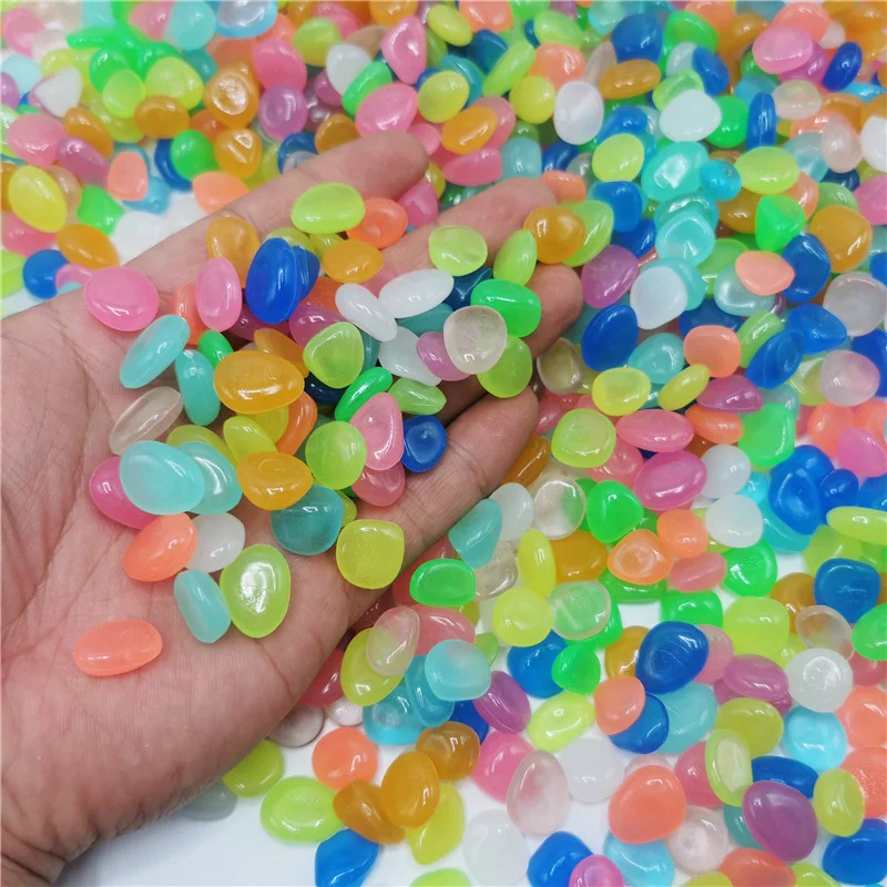 Glow in the Dark Garden Pebbles for Sidewalk Garden Terrace Lawn Patio Fish Tank Aquarium Decoration 50Pcs