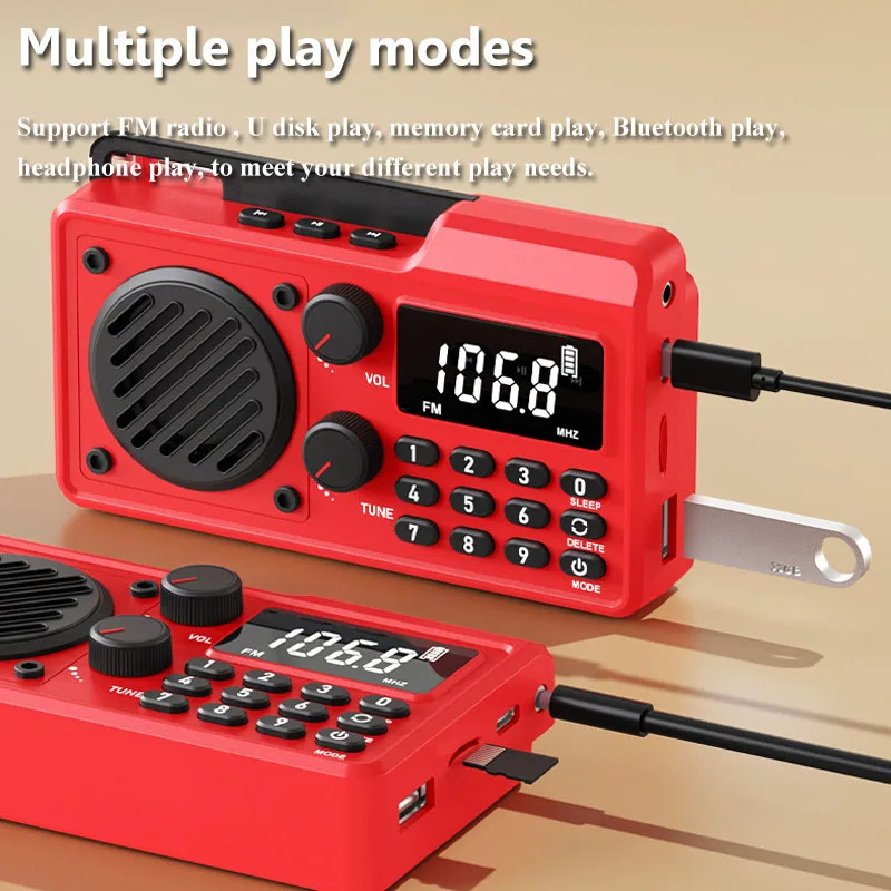 Mini Full Band Radio Portable FM AM SW DSP Radios Receiver Timed Shutdown Bluetooth Speaker TF USB Music Player 64-108MH 9K/10K