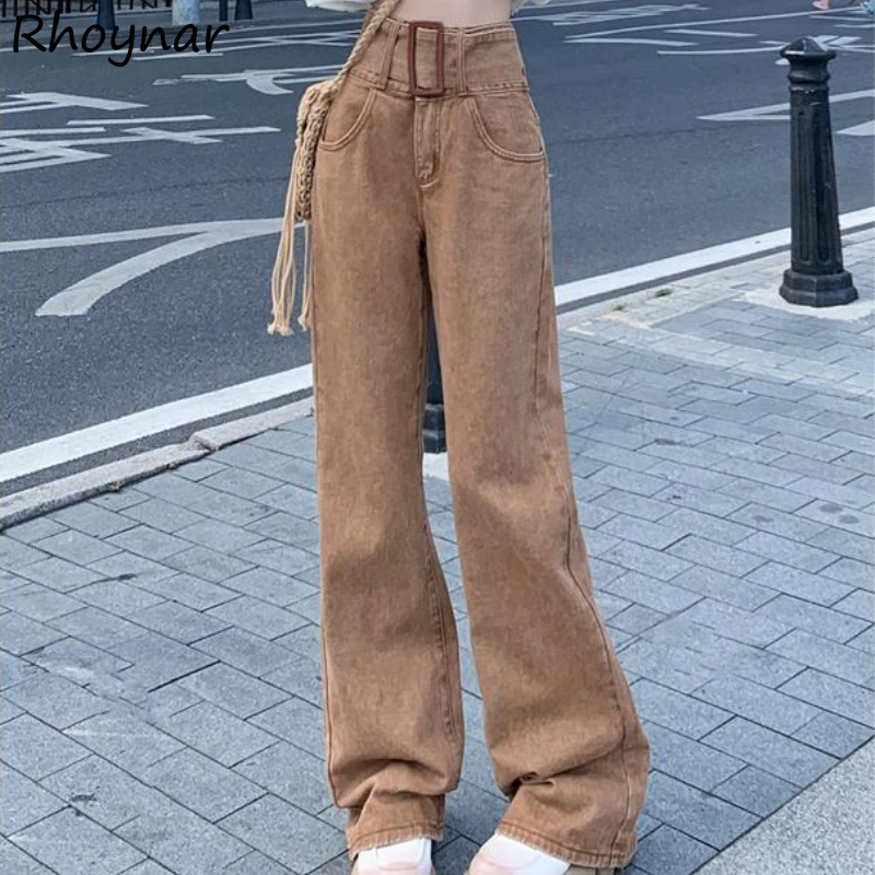 

High Waisted Jeans Women Hotsweet Temper Sexy Denim Trouser Vintage Autumn Streetwear European Designer Full Length Washed Chic