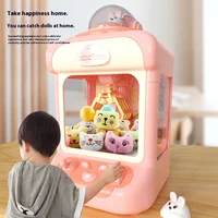 Cute Rabbit Claw Doll Machine Toy Mini Coin Machine with Lights Music Household Interactive Random Dolls Machine Toys for Kid 2