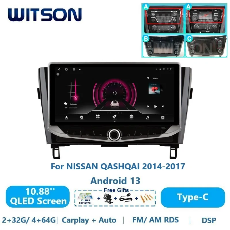 

WITSON Android 13 Auto Stereo for Nissan Qashqai J11 XTrail 3 T32 2013-2017 QLED Carplay Car Multimedia GPS Vehicle Head Unit