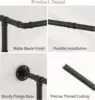 Industrial Pipe Clothes Racks 2 Pack, Black Pipe Wall Mounted Clothing Racks for Hanging Clothes 4