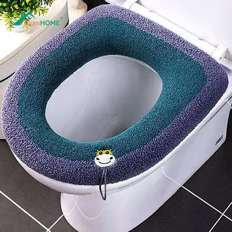 Thicken Toilet Seat Cover Mat Winter Warm Soft Washable Closestool Mat Seat Case Toilet Lid Pad Bidet Cover Bathroom Accessories