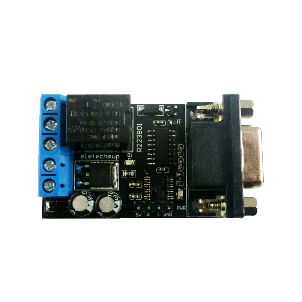 2 in 1 명령 제어 스위치 보드, 12V RS232 TTL232 PC COM DB9 직렬 UART PLC 지연 릴레이 AT 8 바이트
