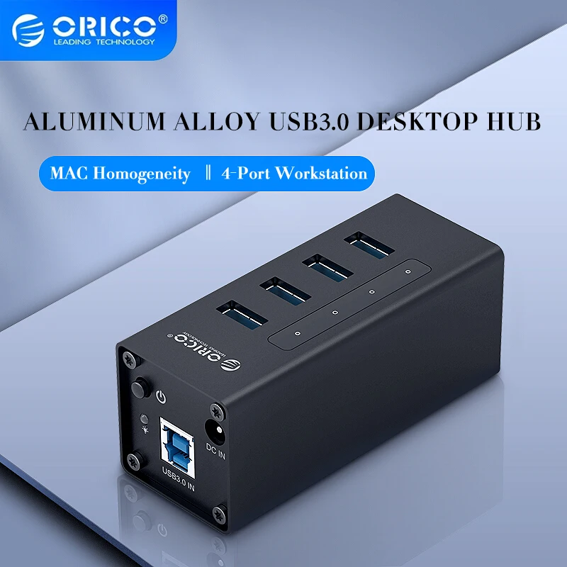 Orico A3h4 Hub de Alumínio Usb de Alta Velocidade 3.0 Hub Usb Multi-port Usb3.0 Hub com Computador de Energia Independente Universal