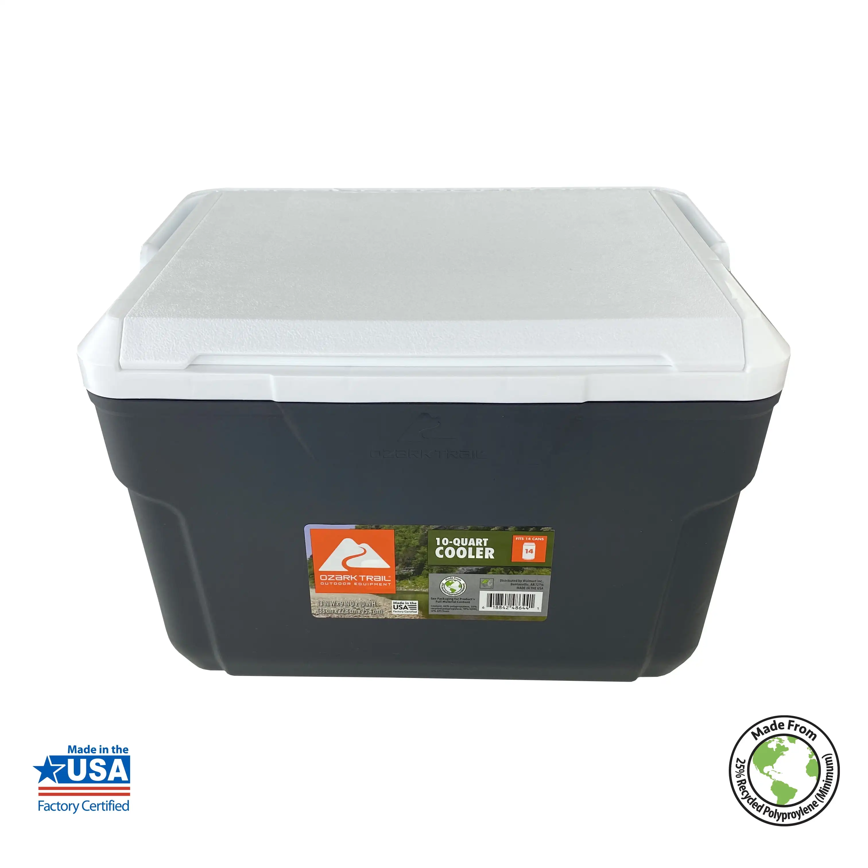

Жесткий боковой охладитель Ozark Trail 10 QT, объем 14-Can, серый