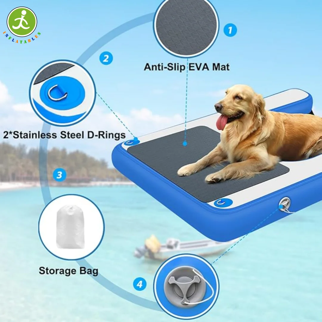 In stock at US warehouse! Summer Inflatable Pet Ramp, Dog Water Ramp, Boat Float, Dock, Pool Large Dog Climb Out of Water