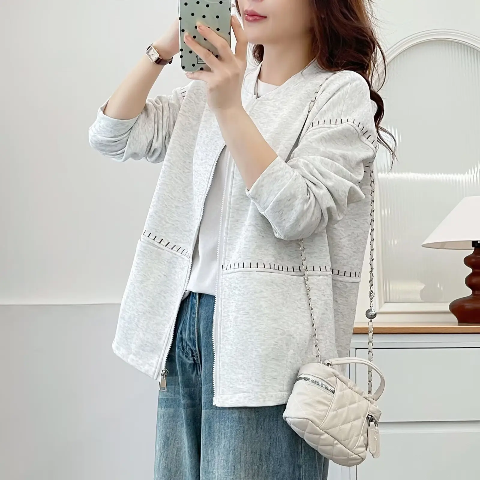 Fashion Plus Size Women's Jacket 2025 Autumn New Embroidered Casual Zipper Baseball Coats 166