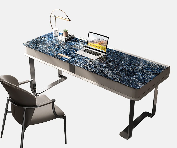 

Natural Luxury Stone New Home High end Computer Table Study Italian Light Luxury Office Table