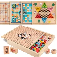 Eight In One Children's Multifunctional Board  Chess Wooden Flying Chess Checkers Gobang Chinese Chess Adult Parentchild Game 1