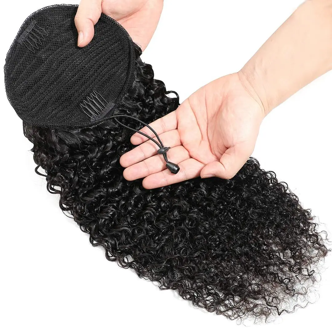 College Drawstring Curly Ponytail Human Hair Extensions for African Women Afro Kinky Curly Hair Pieces 8-30 Inches human hair extensions