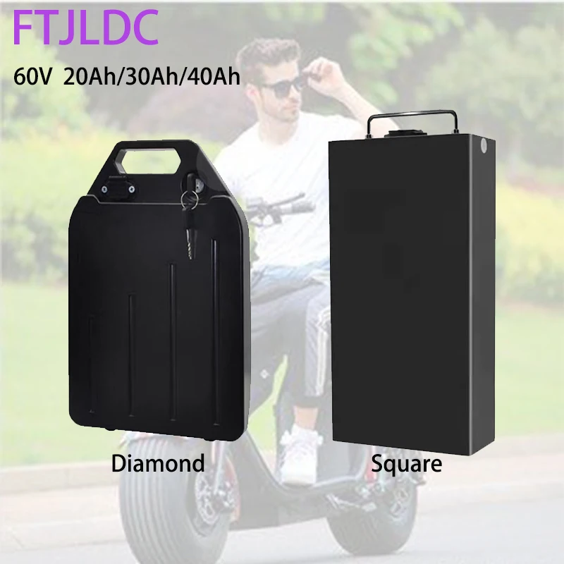 Batteria Al Litio Impermeabile Per Moto Originale 60V 40Ah 30Ah 20Ah 18650 Cell Pack Per Scooter Elettrico Citycoco 300W-1800W