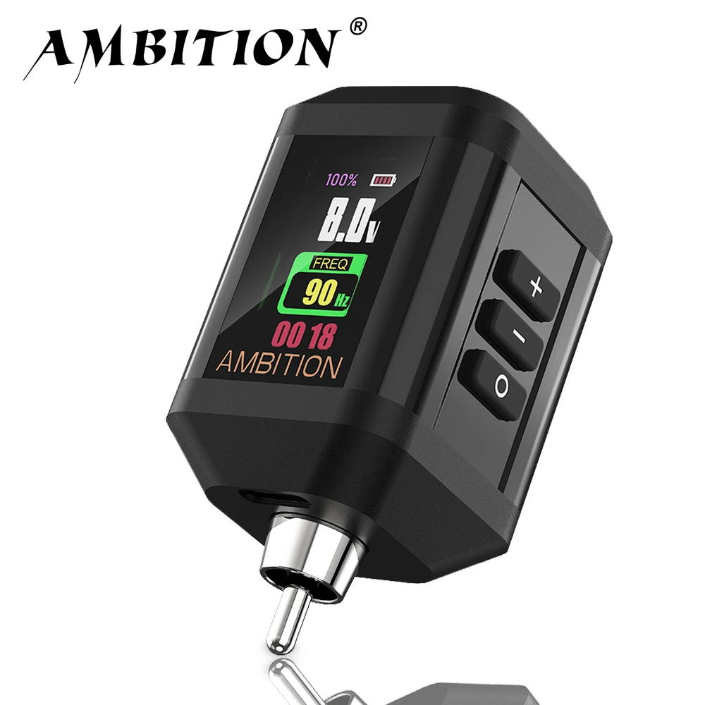 Ambition Korall Wireless Tattoo Battery 2200mAh Power Supply 2A RCA Interface for Rotary Tattoo Machine Type-C Cable fast charge tattoo power supply tattoo battery pack