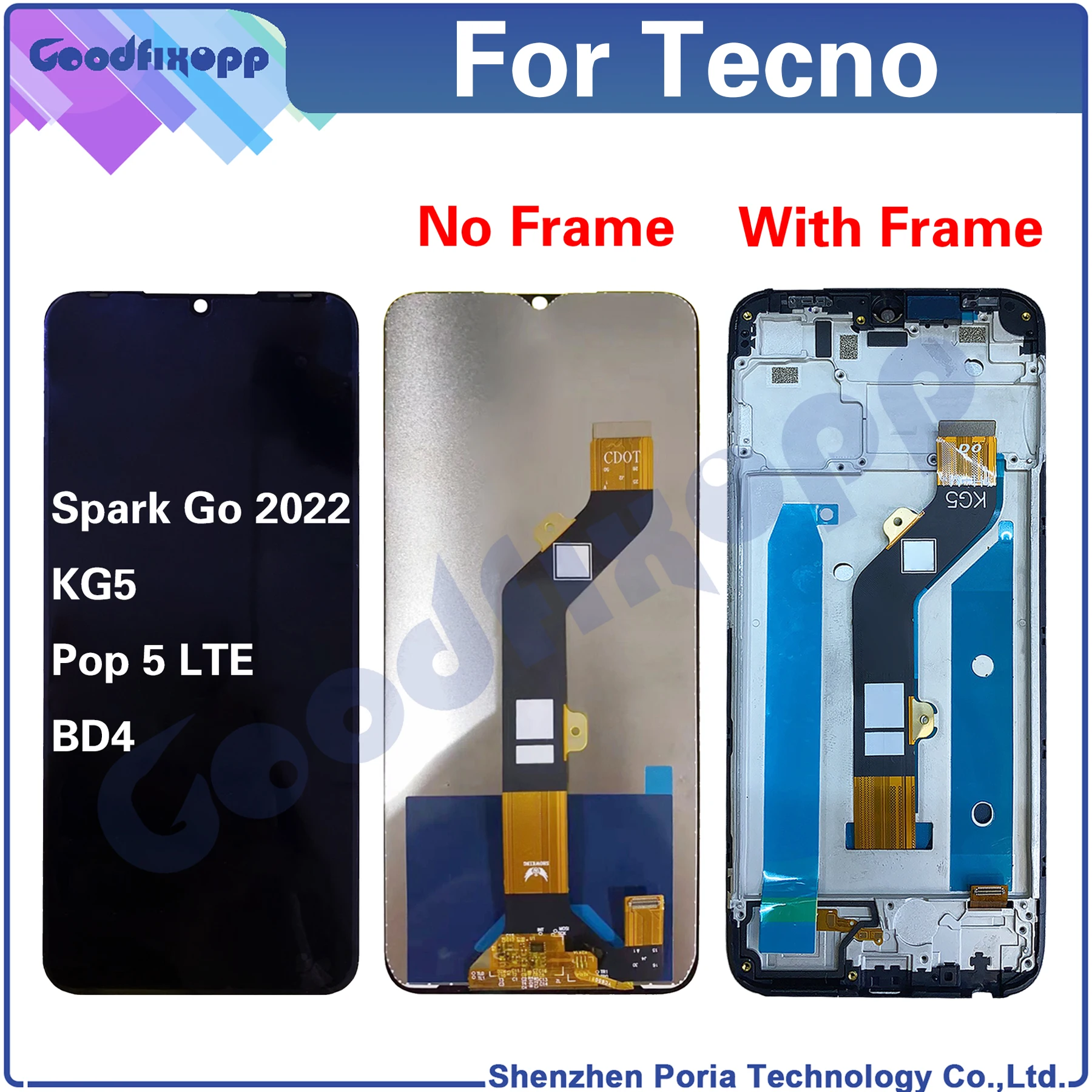 

For Tecno Pop 5 LTE BD4 / Spark Go 2022 KG5 LCD Display Touch Screen Digitizer Assembly Repair Parts Replacement