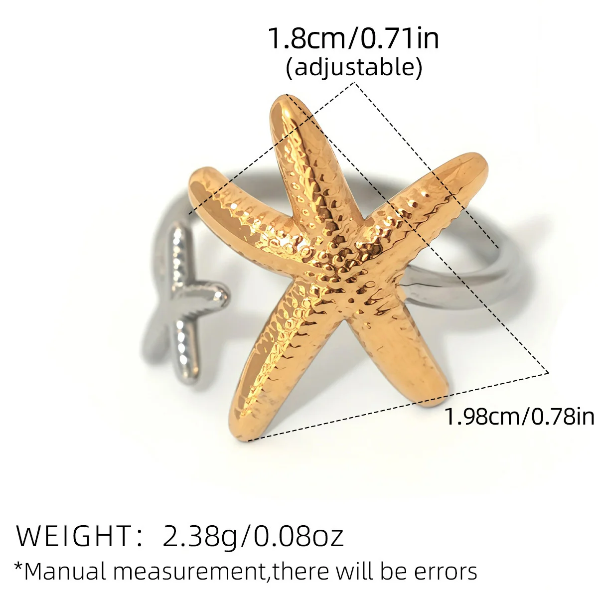 Seabeach Gold Farbe Seestern Muschel Ring für Frauen Neue Mode Große Perle Shell Finger Ringe Schmuck Sommer Persönlichkeit Geschenke – Detail 1
