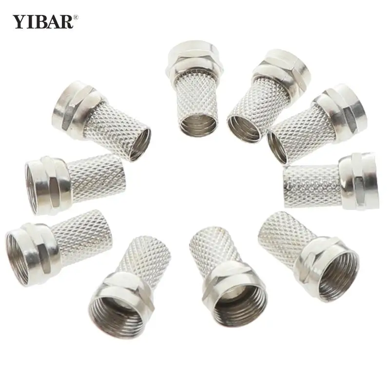 

10Pcs 75-5 Copper Twist On RG6 F Type Coaxial Cable Connector Plugs Connector For TV Satellite Antenna Coax Cable