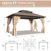 10x14 FT Hardtop Gazebo with Aluminum Frame, Galvanized Steel Double Roof Gazebo with Nettings and Curtains, Gazebos 6