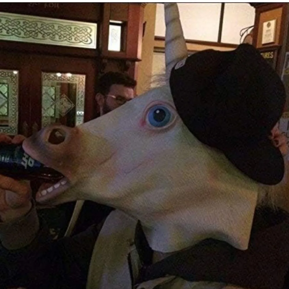 Animal Head Mask Costume Party Unicorn Horse Panda Luminous Head Mask Latex Funny Zoo Prop Full Face Covering Helmet Headgear