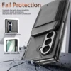 Leather stand protective strap and magnetic tempered glass screen protector phone case for Samsung Galaxy Z Fold 7 6 5 4 3