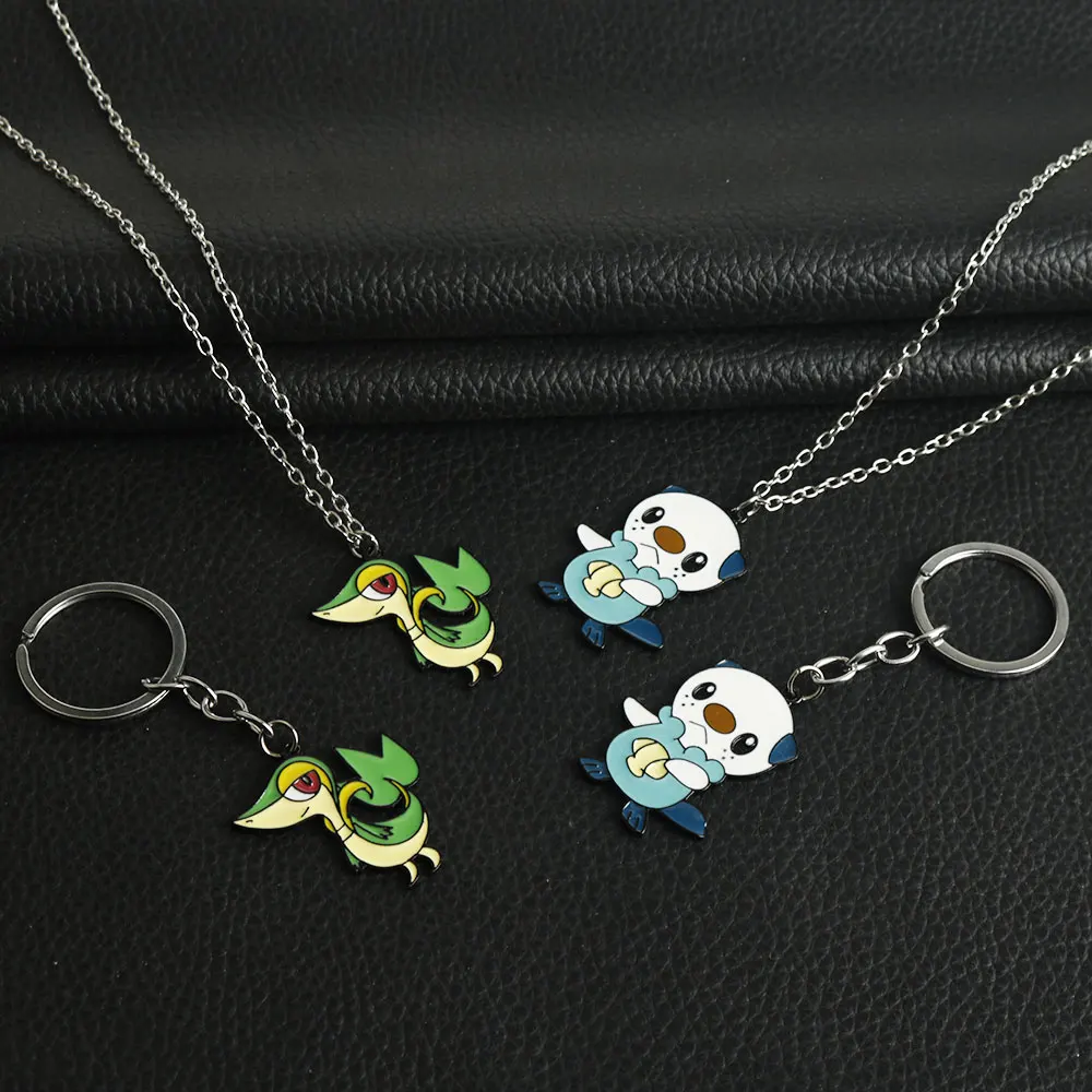 Anime Snivy Oshawott Metal Keychain Animal Pendant Choker Car Keyring Men Boy Jewelry Cute Gift For Fans anime keychain anime keychain pendant